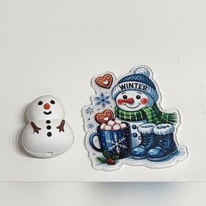 Flatback Snowman Focal‎ Bead Acrylic Winter Crafts Badge Keychain Bag Clip